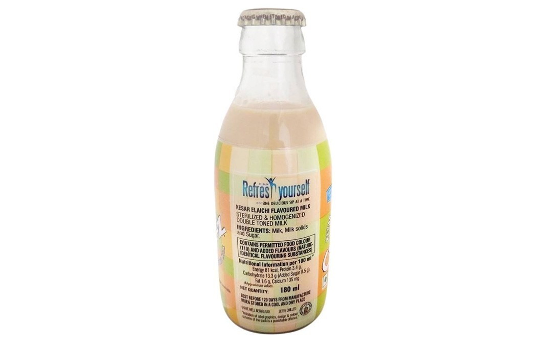 Mother Dairy Chillz Kesar Elaichi Flavoured Milk   Glass Bottle  180 millilitre